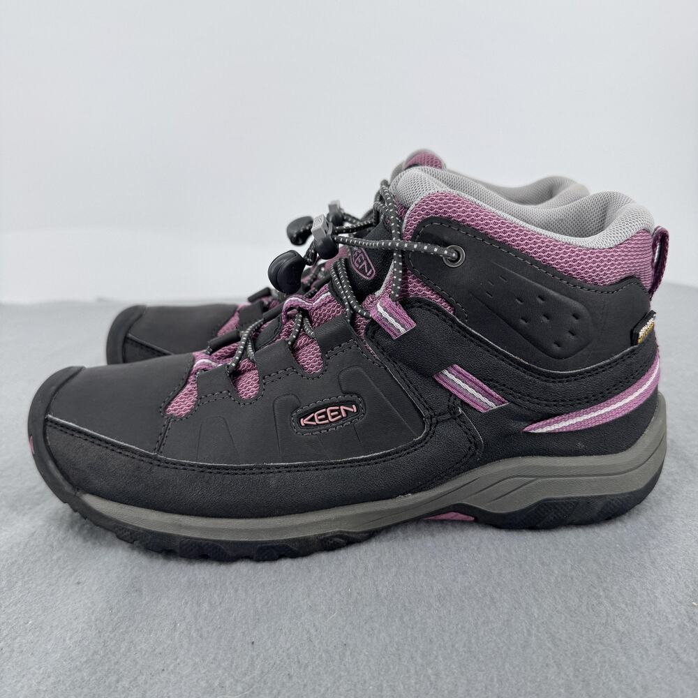 KEEN Targhee Mid Waterproof Hiking Boots Youth 6Y EU38 Black Pink Keen Dry